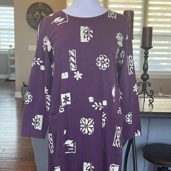 VTG Donna Maxi House Dress Women’s Size Small Pockets Purple Oversized Lounge - Picture 2 of 13